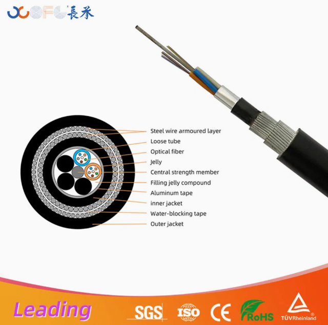 Double Steel Wire Armored GYTA333 submarine underwater fiber optic cable 