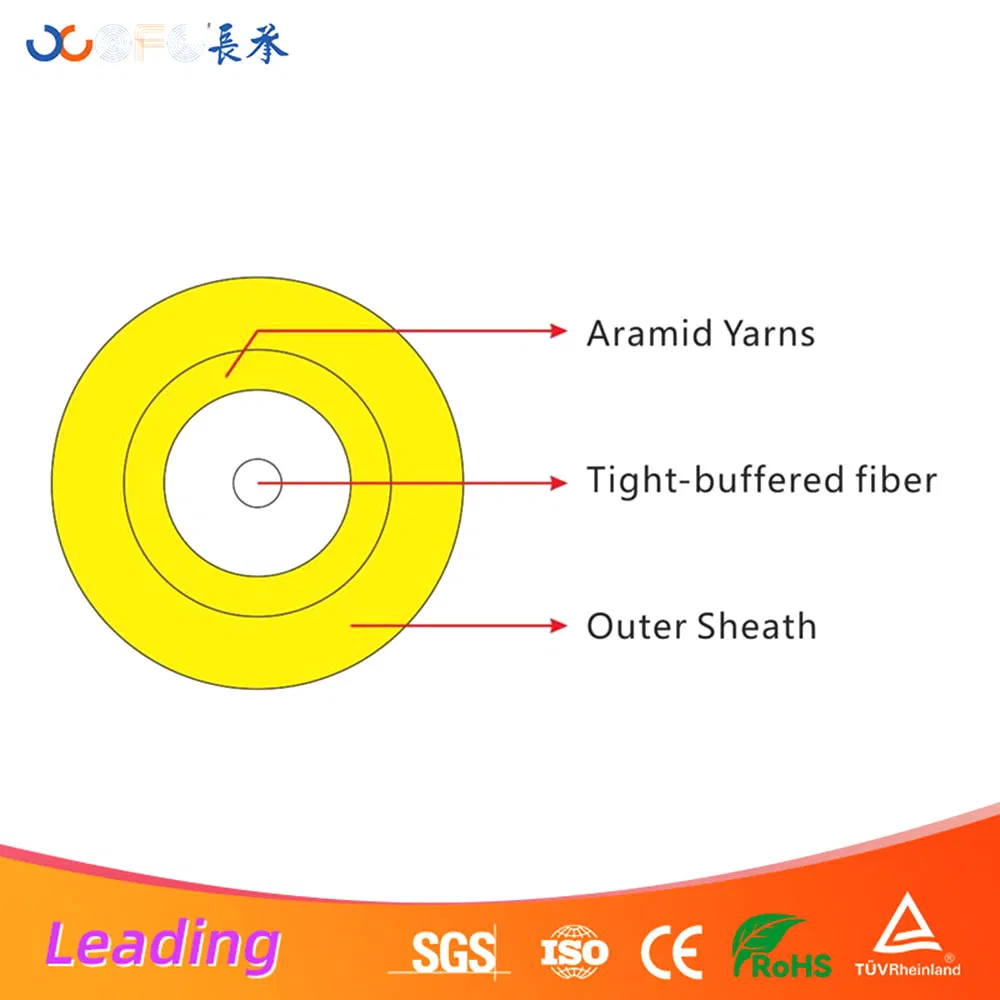 Indoor fiber cable Simplex Optical Cable with 900μm Tight Buffer Fiber